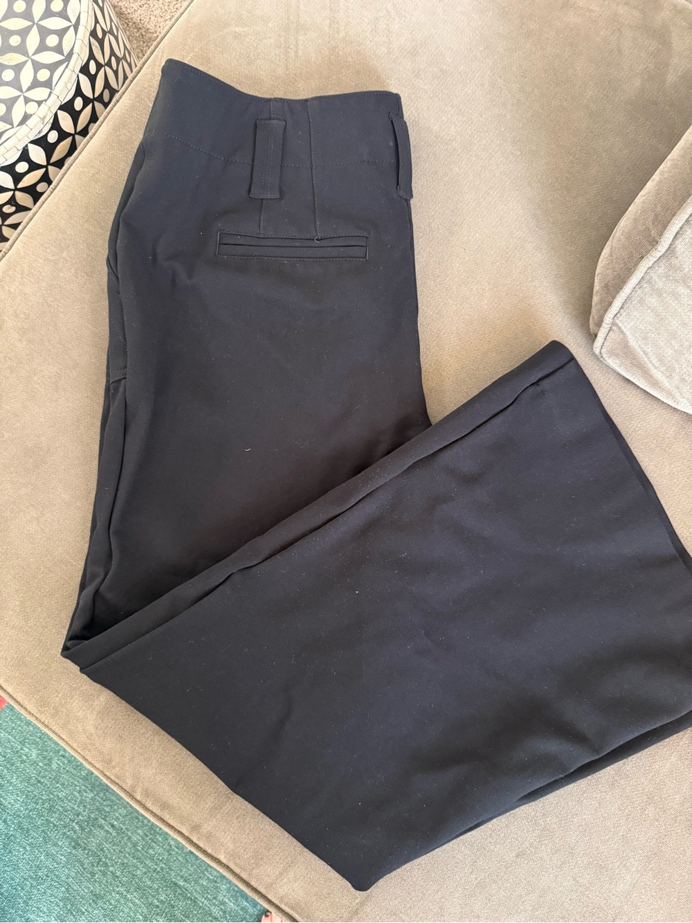 Maeve Anthropologie Black Trousers Double Button Floral Lining US 16